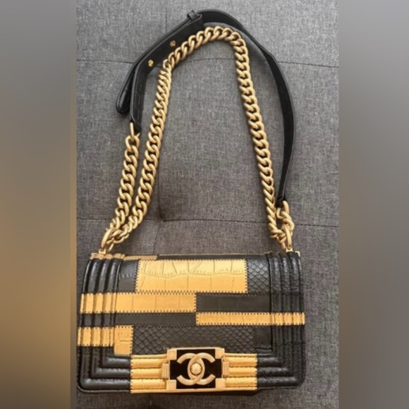 Chanel Crocodile Python Calfskin Embossed Small Boy Bag - Picture 1 of 5